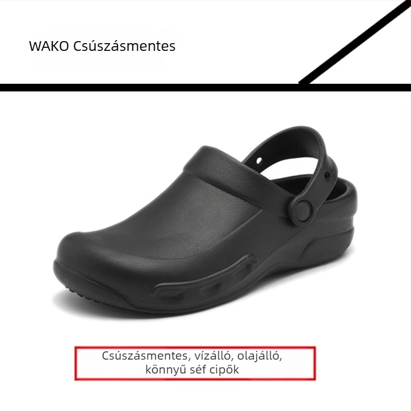 WAKO Szakács cipő a konyhába - Csúszásmentes, Vízálló és olajálló, Zárt orrú, Slip-On, Gumitalp
