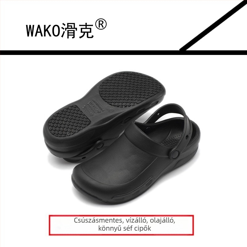 WAKO Szakács cipő a konyhába - Csúszásmentes, Vízálló és olajálló, Zárt orrú, Slip-On, Gumitalp