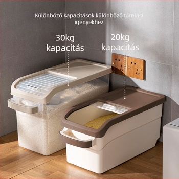 Rizstároló doboz, japán stílusú, PP anyag, kapacitás >10 L, zárható, nedvesség- és rovarbiztos, Yoko márka