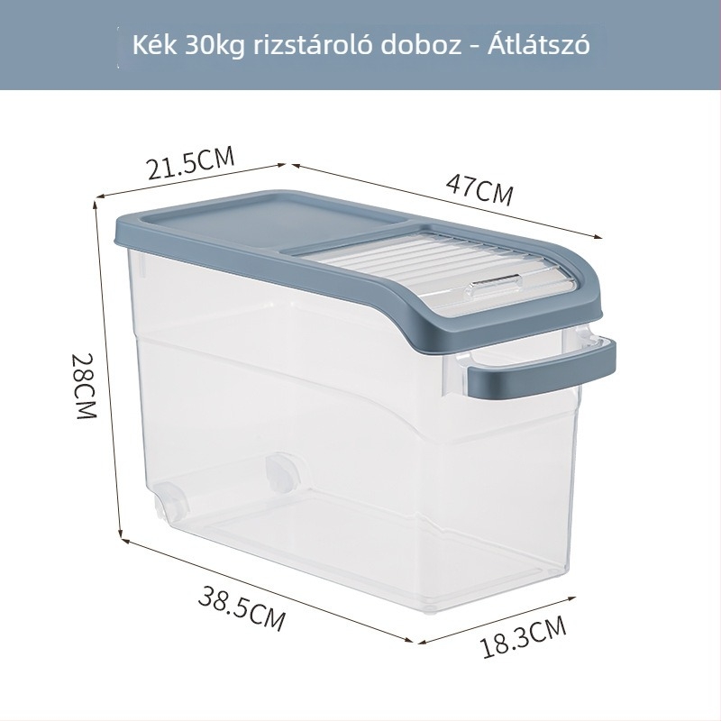 Rizstároló doboz, japán stílusú, PP anyag, kapacitás >10 L, zárható, nedvesség- és rovarbiztos, Yoko márka