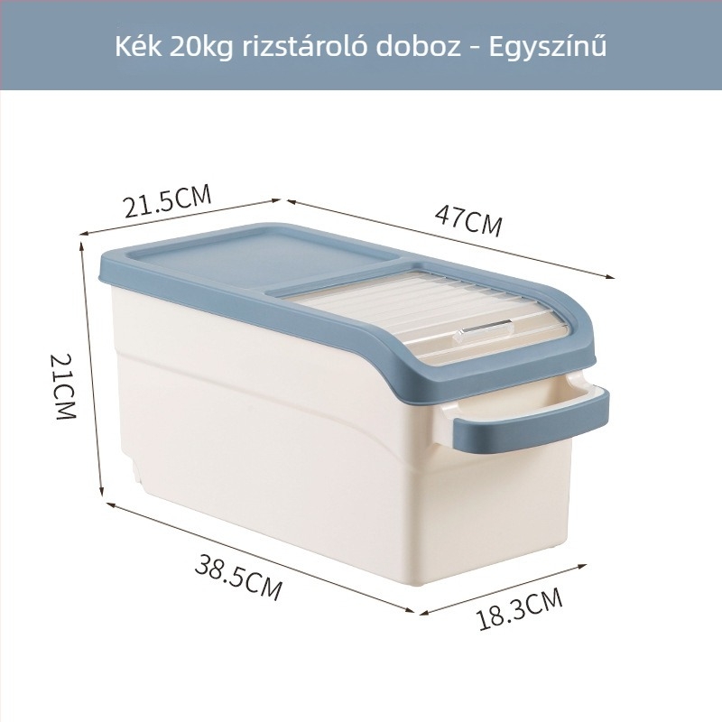Rizstároló doboz, japán stílusú, PP anyag, kapacitás >10 L, zárható, nedvesség- és rovarbiztos, Yoko márka