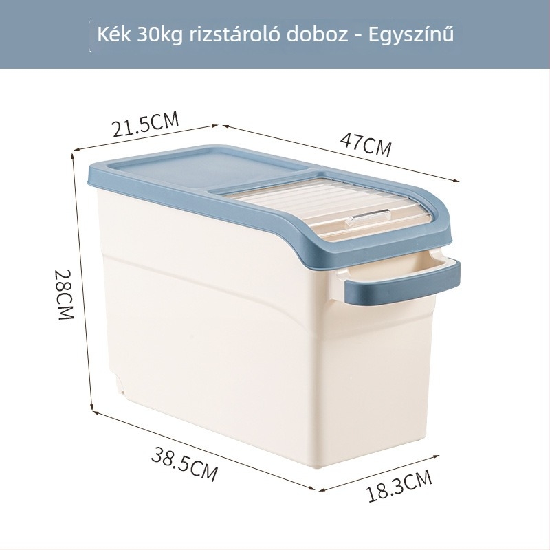 Rizstároló doboz, japán stílusú, PP anyag, kapacitás >10 L, zárható, nedvesség- és rovarbiztos, Yoko márka
