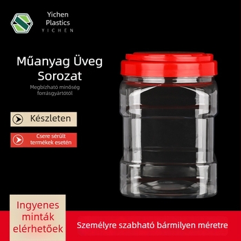 Zárható négyszögletes műanyag edény fedővel, átlátszó PET ételdoboz, kapacitások 350/1250/1700/2000 ml, fedők: sík, csavaros, fogantyús vagy alumínium