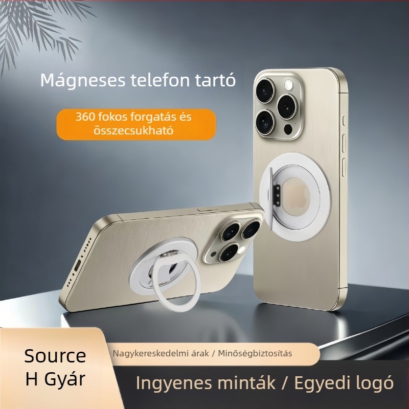 MagSafe mágneses telefon tartó, alumíniumötvözetből, asztali tartó forgatható gyűrűvel, hordozható, ragasztó nélkül