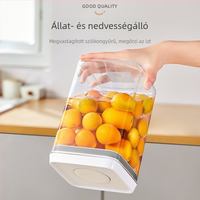 Négyszögletes műanyag tárolóedény gabonák és liszt számára, élelmiszer-minőségű, fedéllel, 1–2 literes űrtartalom