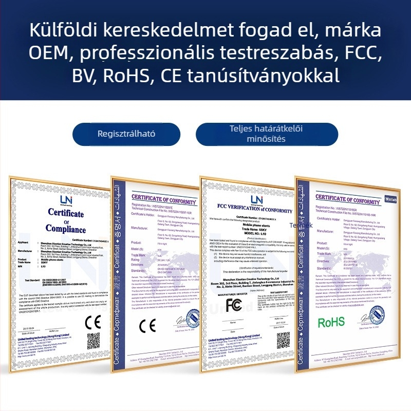 Asztali tartó okostelefonhoz behúzható karral és vastagított alappal, anyag: fém, ABS és szilikon gél, testreszabható.
