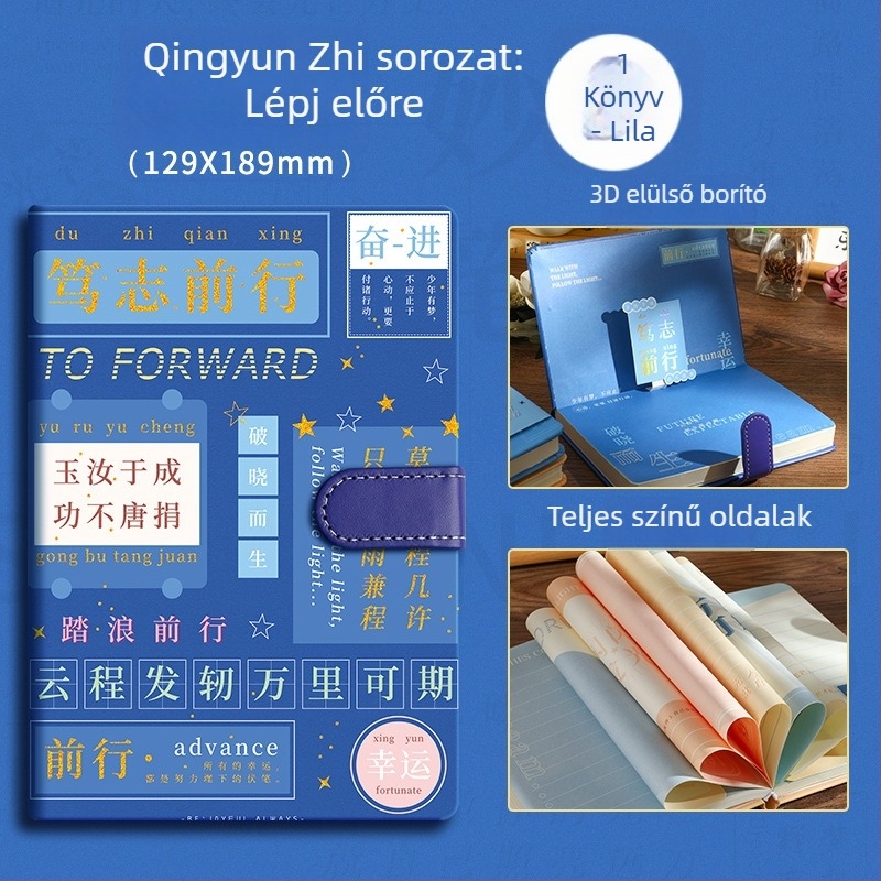 Thinking kézzel vezetett napló - ragasztott kötés, 80 gsm papír, 100–200 oldal, rajzolt, aranyos stílus