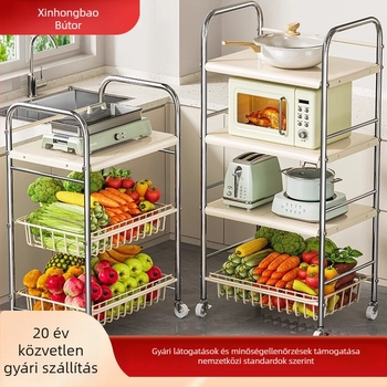 Konyhai tároló állvány, többemeletes, padlón álló, műanyag (telepítés nélküli, modern és egyszerű dizájn, 2025 megjelenés)