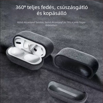 AirPods Pro 3. generációhoz készült kemény tok műbőr suede felülettel, kompatibilis a 2. és 4. generációval