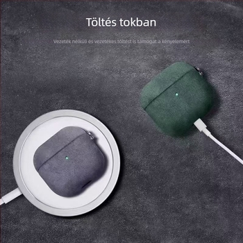 AirPods Pro 3. generációhoz készült kemény tok műbőr suede felülettel, kompatibilis a 2. és 4. generációval
