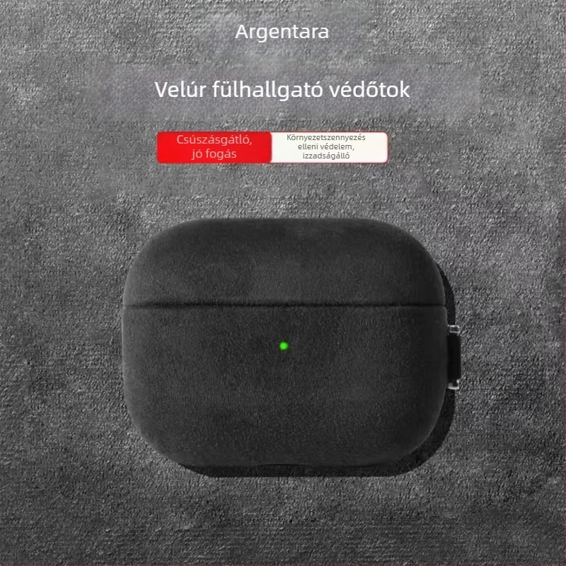 AirPods Pro 3. generációhoz készült kemény tok műbőr suede felülettel, kompatibilis a 2. és 4. generációval