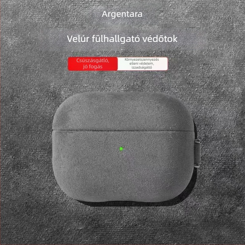 AirPods Pro 3. generációhoz készült kemény tok műbőr suede felülettel, kompatibilis a 2. és 4. generációval