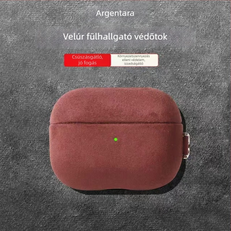 AirPods Pro 3. generációhoz készült kemény tok műbőr suede felülettel, kompatibilis a 2. és 4. generációval