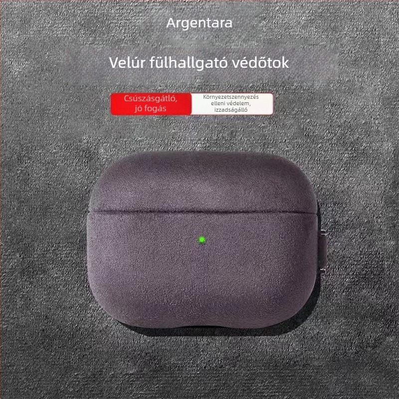 AirPods Pro 3. generációhoz készült kemény tok műbőr suede felülettel, kompatibilis a 2. és 4. generációval