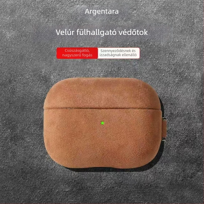 AirPods Pro 3. generációhoz készült kemény tok műbőr suede felülettel, kompatibilis a 2. és 4. generációval