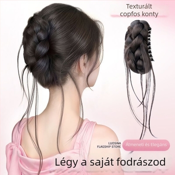 Prémium kontyhajpótló klipszes, nőknek, magas koronás frizura, elegáns megjelenés