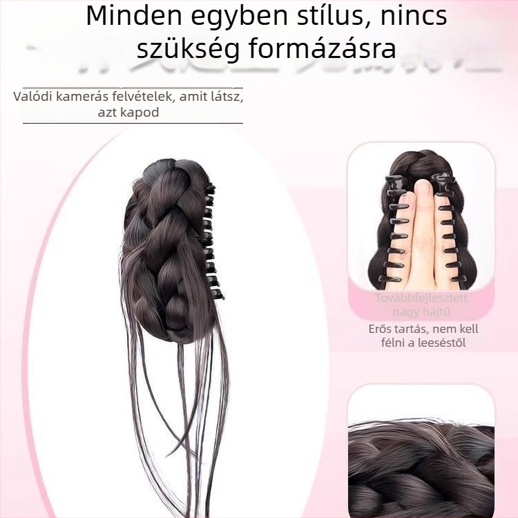 Prémium kontyhajpótló klipszes, nőknek, magas koronás frizura, elegáns megjelenés