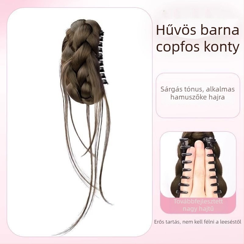 Prémium kontyhajpótló klipszes, nőknek, magas koronás frizura, elegáns megjelenés