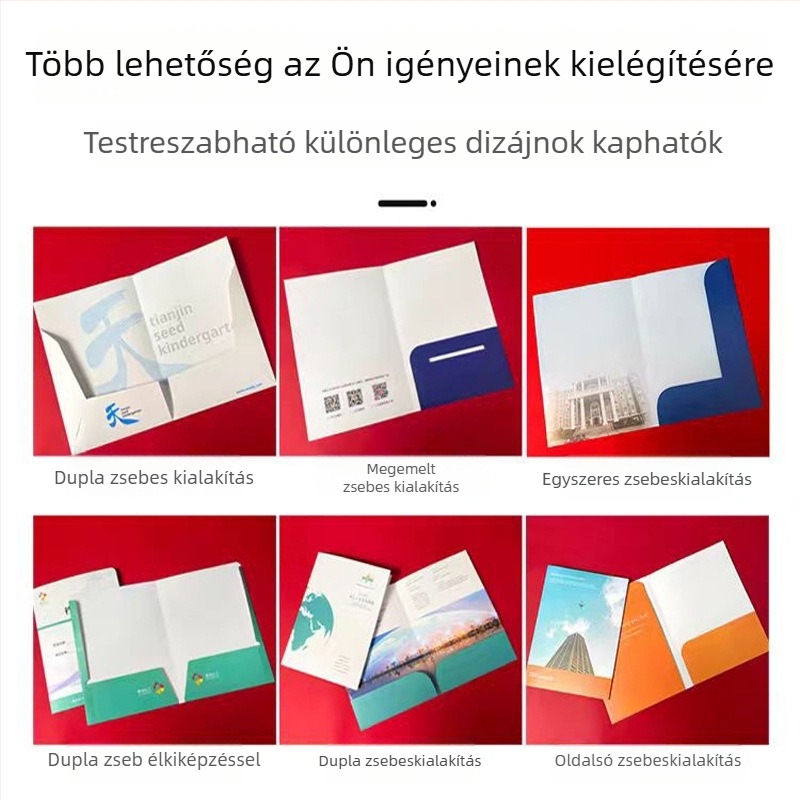 A4-es kraft papír mappa, L-alakú, egylapos dokumentum rendező, vastag fedél, betoldható zsebek szerződésekhez, logóval testreszabható