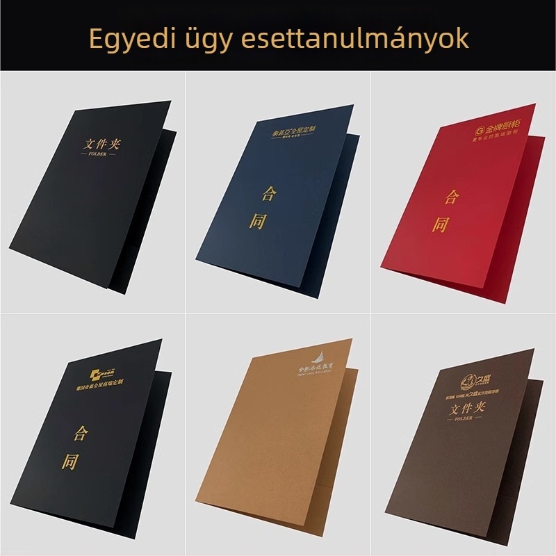A4-es kraft papír mappa, L-alakú, egylapos dokumentum rendező, vastag fedél, betoldható zsebek szerződésekhez, logóval testreszabható