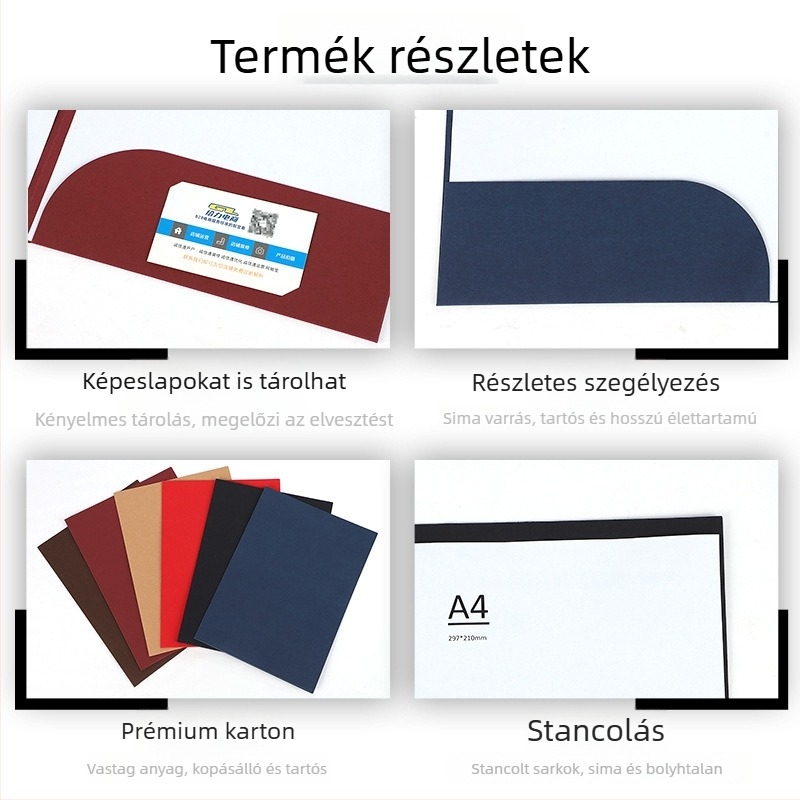 A4-es kraft papír mappa, L-alakú, egylapos dokumentum rendező, vastag fedél, betoldható zsebek szerződésekhez, logóval testreszabható