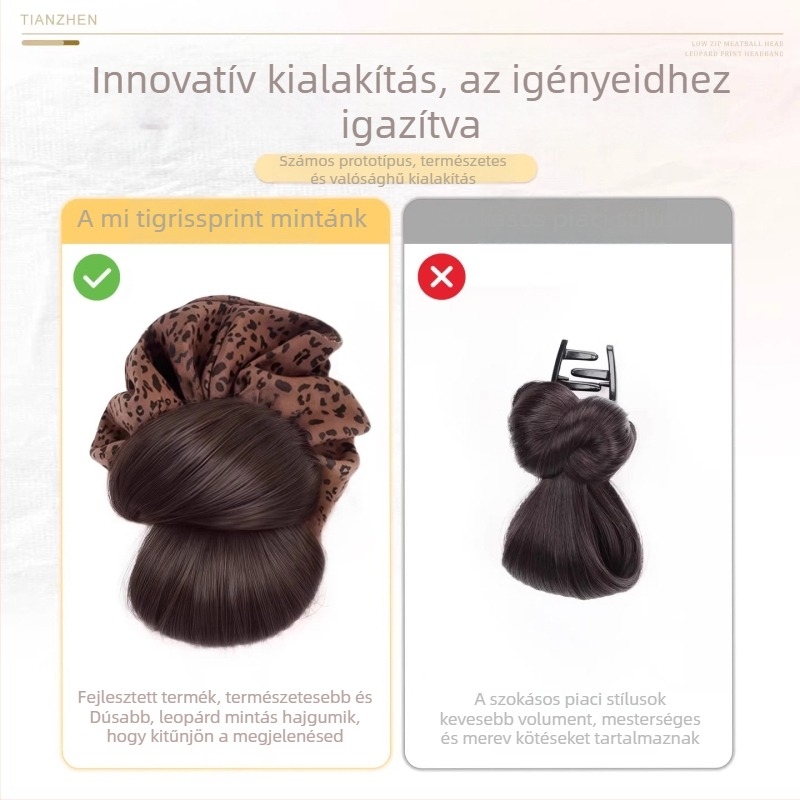 Leopard mintás kontykészítő klipsz — Py729, magas hőmérsékletű huzal, rövid hajhoz, nőknek, nem festhető vagy permanens