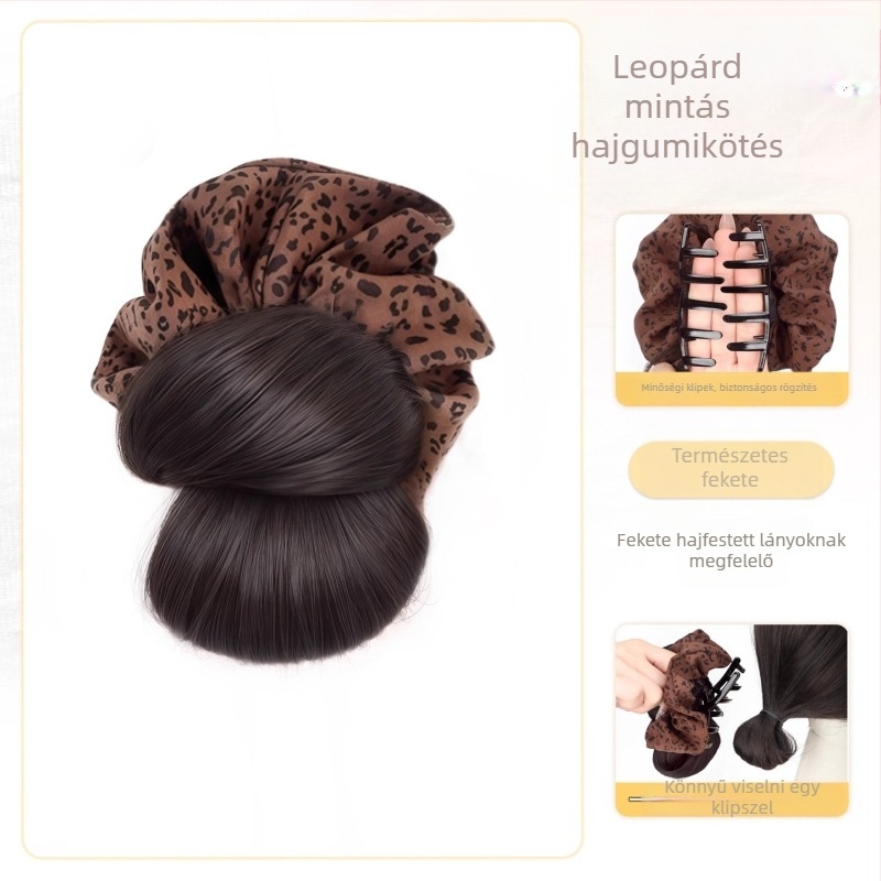 Leopard mintás kontykészítő klipsz — Py729, magas hőmérsékletű huzal, rövid hajhoz, nőknek, nem festhető vagy permanens