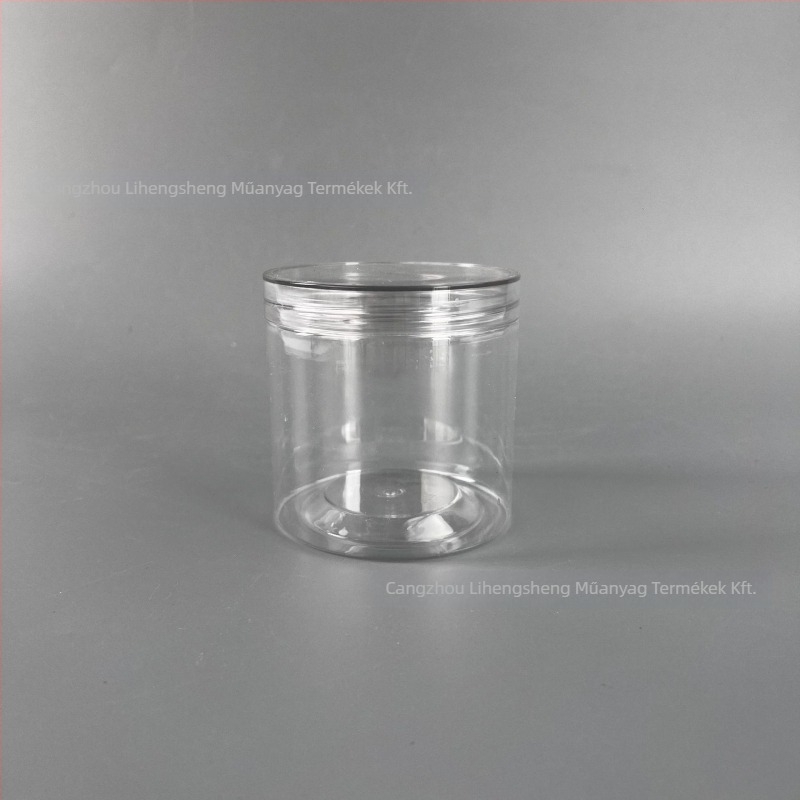PET műanyag csavaros, átlátszó tárolóedény kristály fedéllel – testreszabható