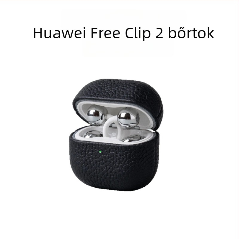 Huawei FreeClip 2 Gen fülhallgató tok – valódi bőr, szemcsés tehénbőr textúra, kézzel készített