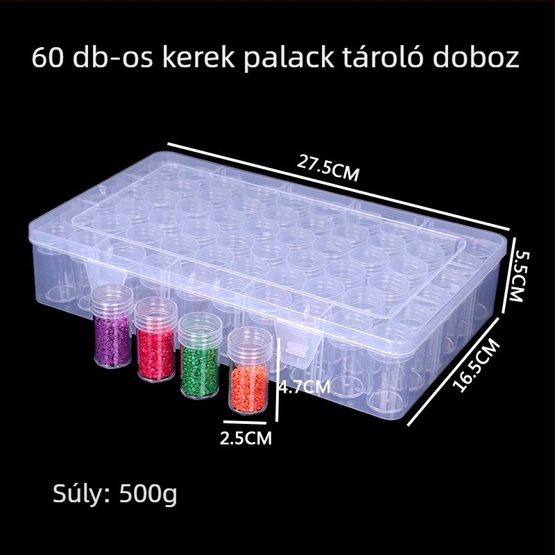Kerek, műanyag tároló doboz gyöngyöknek rekeszekkel – DIY kézműves kellékek