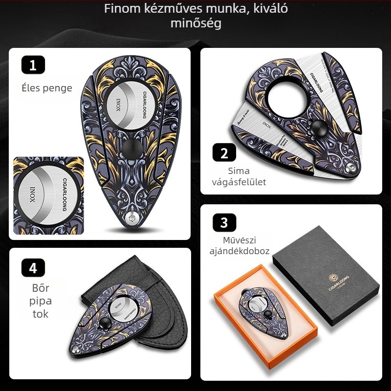 Fan Sheng rozsdamentes acél szivarvágó – éles penge, sima vágás, egyszerű, hordozható kialakítás