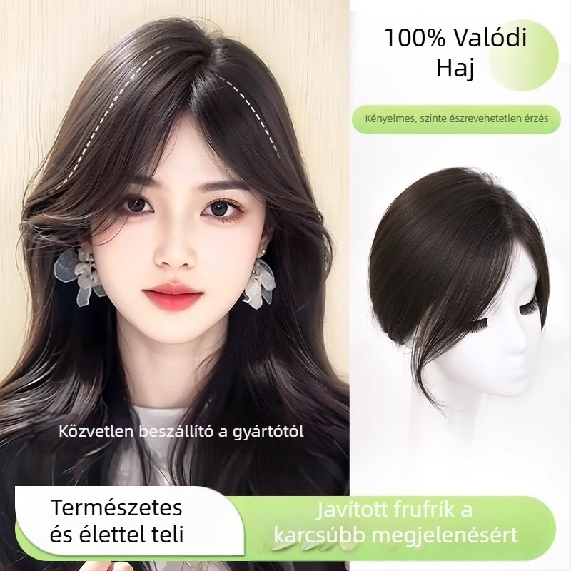 Valódi hajból készült női topper, kézzel készített, egyenes fazon