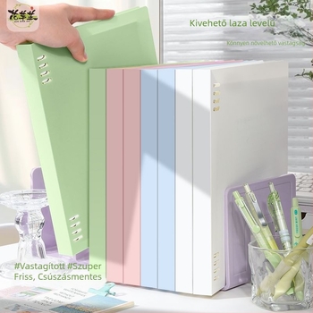 B5-ös nyolclyukú notesz, leválasztható spirállal, A5-ös méret, egyszerű és vastag, diákoknak