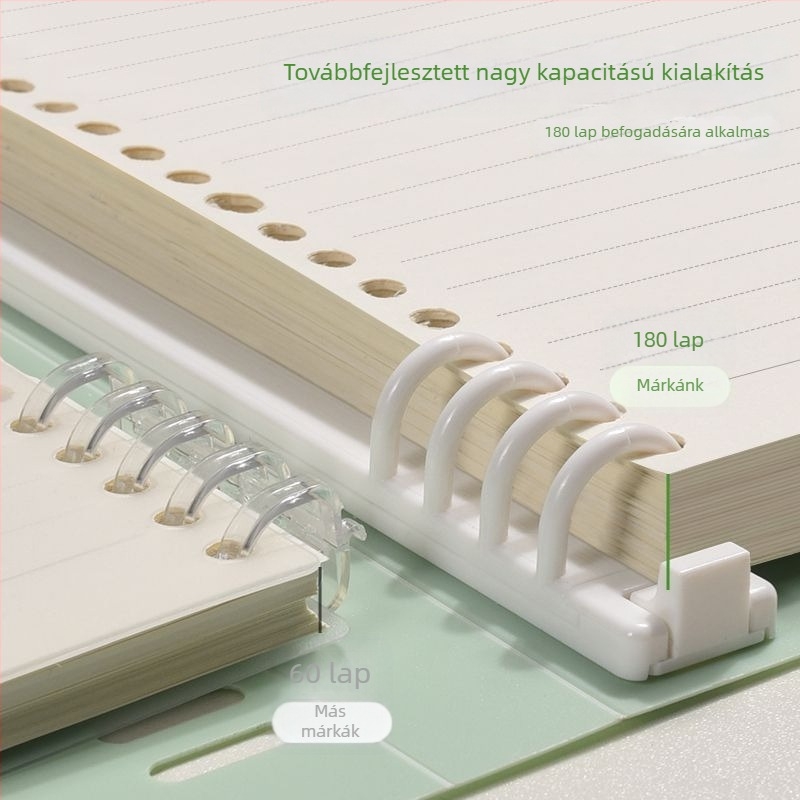 B5-ös nyolclyukú notesz, leválasztható spirállal, A5-ös méret, egyszerű és vastag, diákoknak