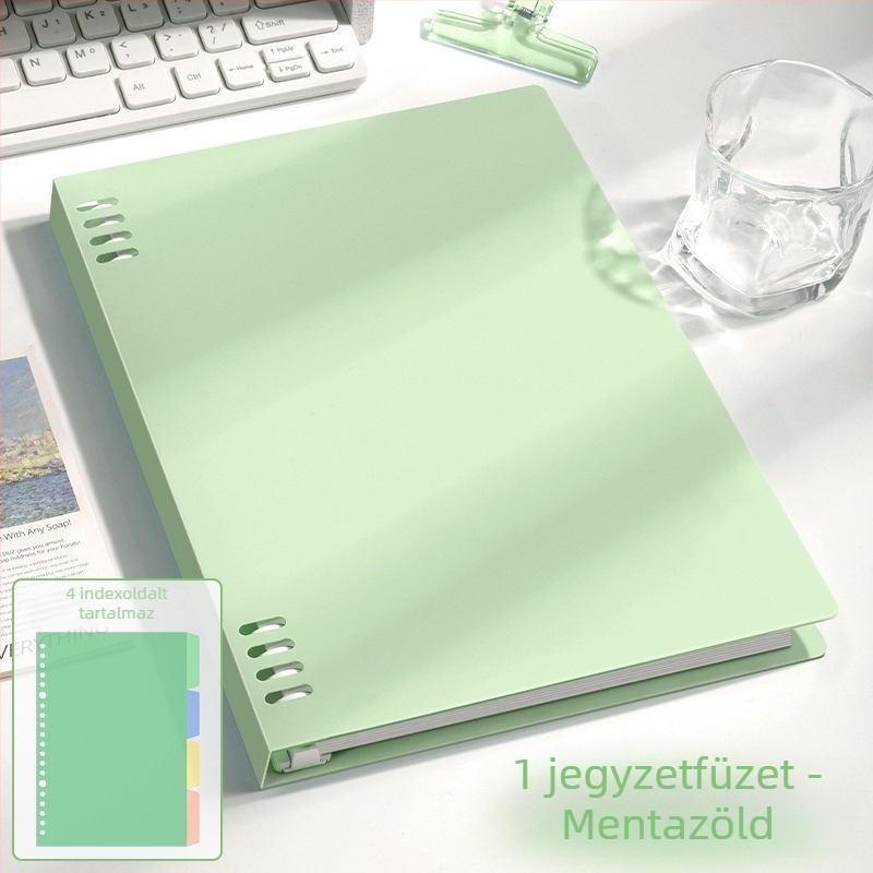 B5-ös nyolclyukú notesz, leválasztható spirállal, A5-ös méret, egyszerű és vastag, diákoknak