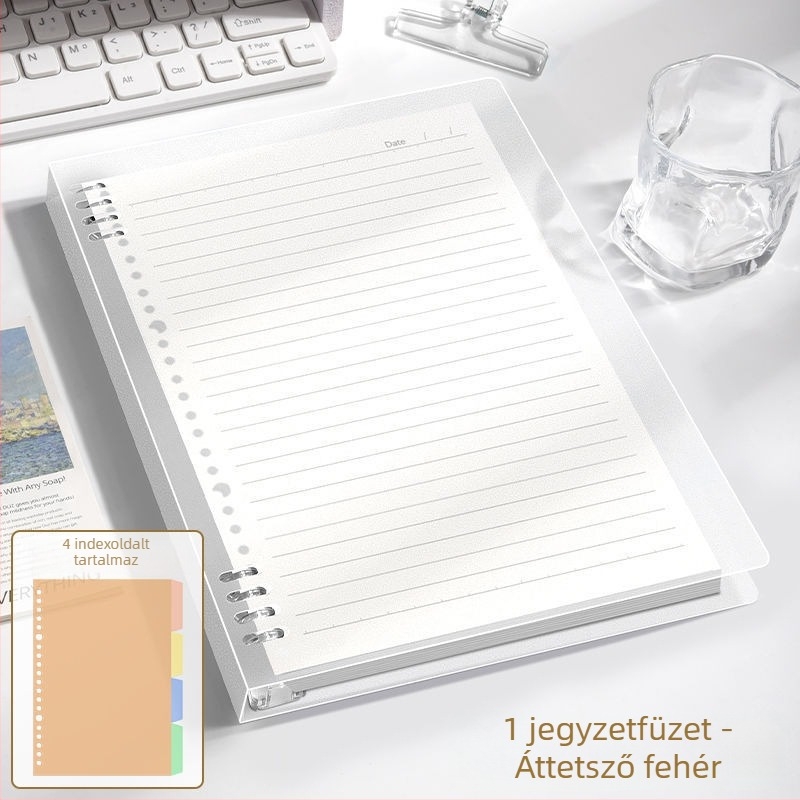 B5-ös nyolclyukú notesz, leválasztható spirállal, A5-ös méret, egyszerű és vastag, diákoknak