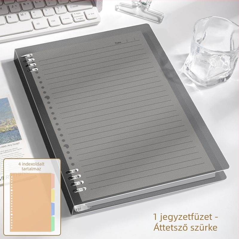 B5-ös nyolclyukú notesz, leválasztható spirállal, A5-ös méret, egyszerű és vastag, diákoknak