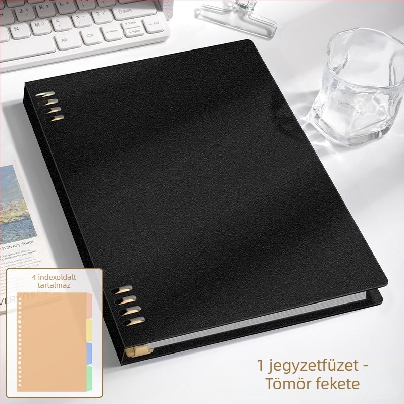 B5-ös nyolclyukú notesz, leválasztható spirállal, A5-ös méret, egyszerű és vastag, diákoknak