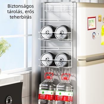 Hűtőszekrény oldalsó falra szerelhető tároló | fém, telepítés nélkül, falra akasztva, skandináv stílus