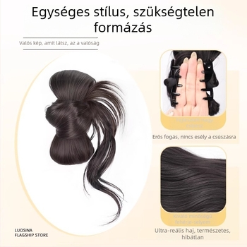 Paróka lófarokkal, hajcsipesz és tollszerű konty burkolat, integrált alacsony konty (Model Py632, Magas hőállóságú rostok, Mechanizmus)