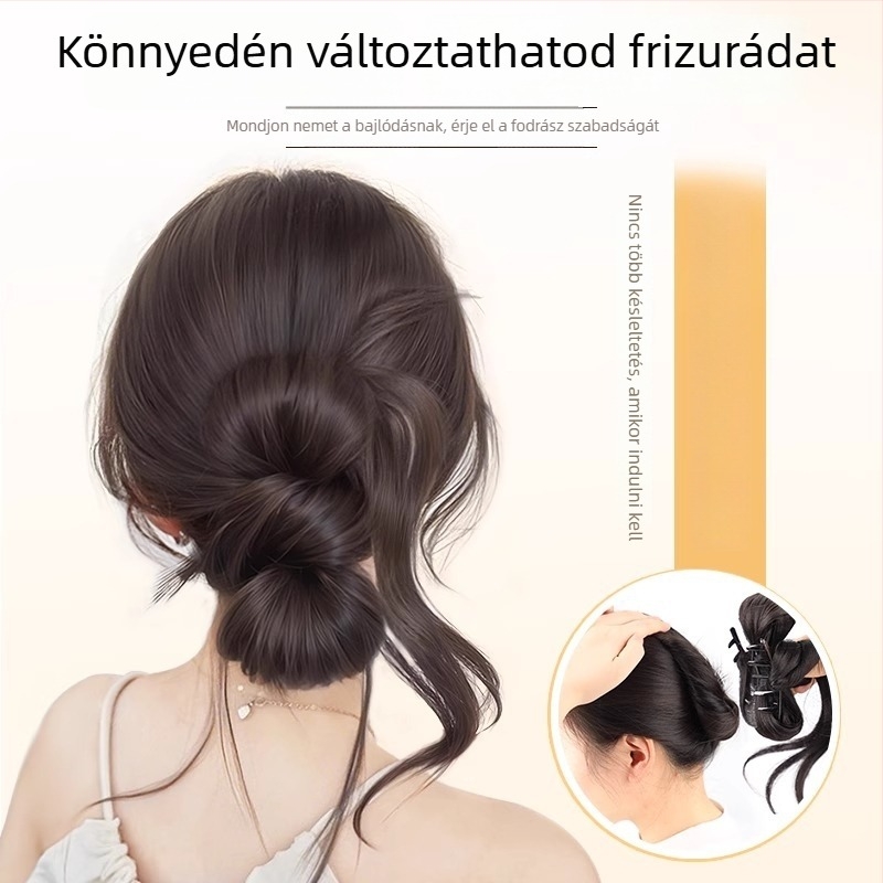 Paróka lófarokkal, hajcsipesz és tollszerű konty burkolat, integrált alacsony konty (Model Py632, Magas hőállóságú rostok, Mechanizmus)