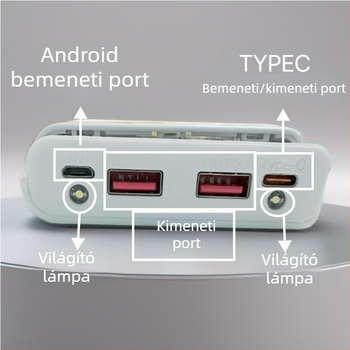 Szerelés nélküli 8‑cellás 18650 akkumulátor-tok DIY powerbank tok kétirányú gyorstöltéssel