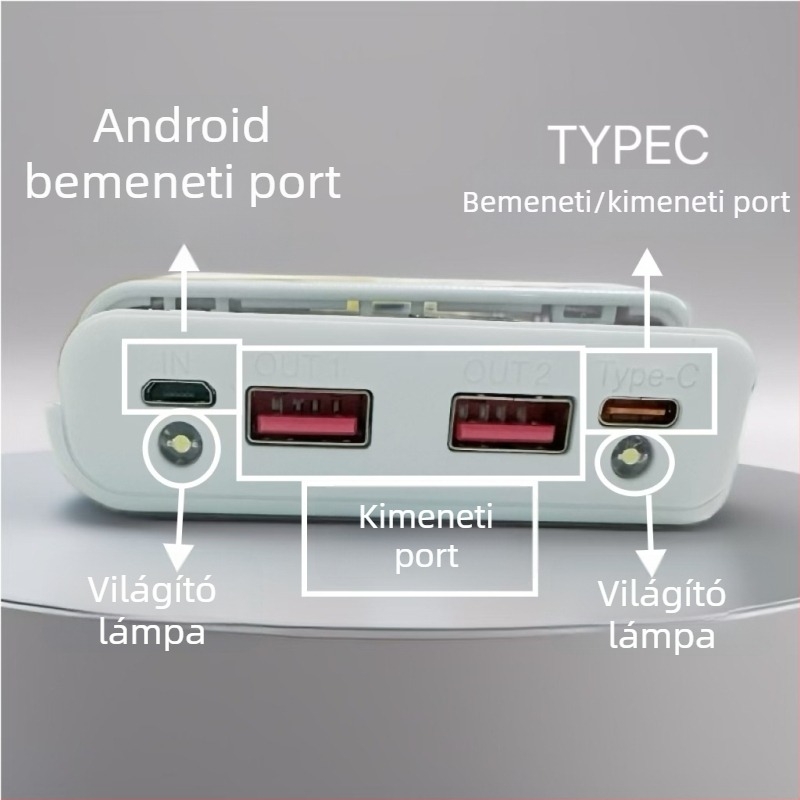 Szerelés nélküli 8‑cellás 18650 akkumulátor-tok DIY powerbank tok kétirányú gyorstöltéssel