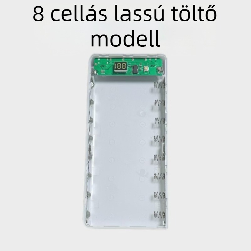Szerelés nélküli 8‑cellás 18650 akkumulátor-tok DIY powerbank tok kétirányú gyorstöltéssel