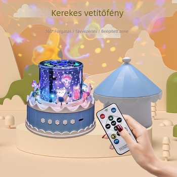Csillagos ég vetítő gyerekeknek – USB-tápellátás, zenelejátszás, fényerő-szabályozás, asztali telepítés