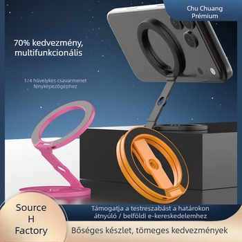 Új fém mágneses telefon-tartó, kétoldalas mágneses állvány, asztali 1/4-es menet