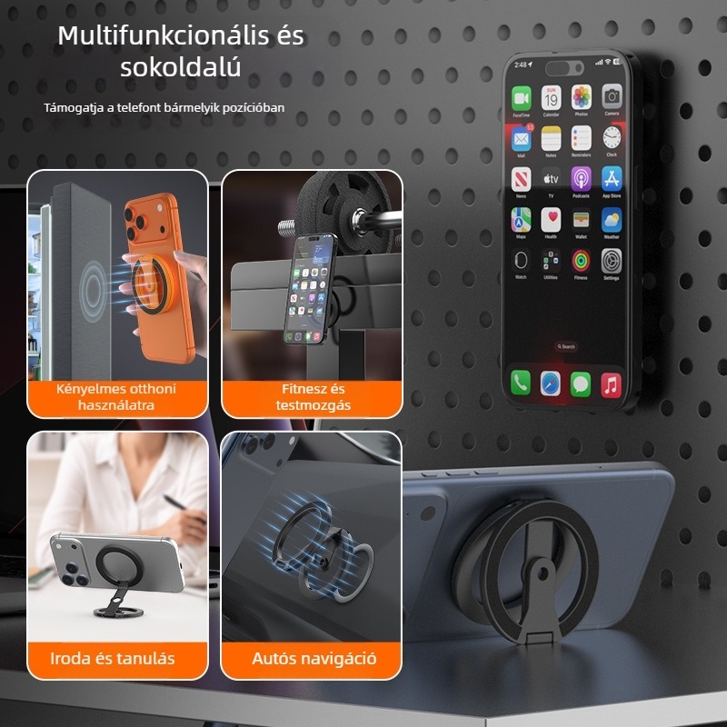 Új fém mágneses telefon-tartó, kétoldalas mágneses állvány, asztali 1/4-es menet