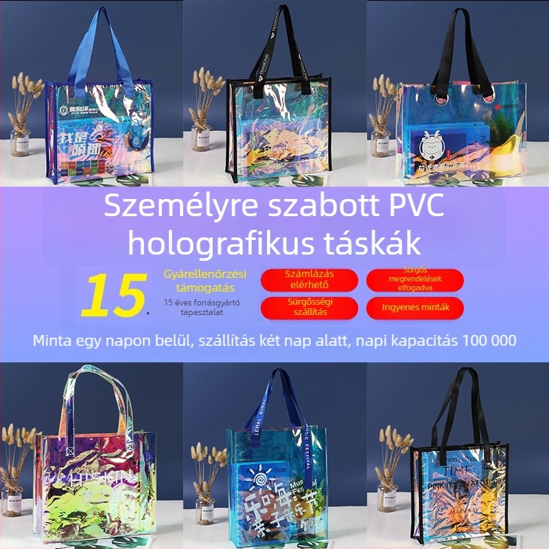 Logóval ellátott személyre szabott tote táska – Átlátszó, Új anyag, Ajándékcsomagolás, Ruházat és mindennapi szükségletek csomagolása
