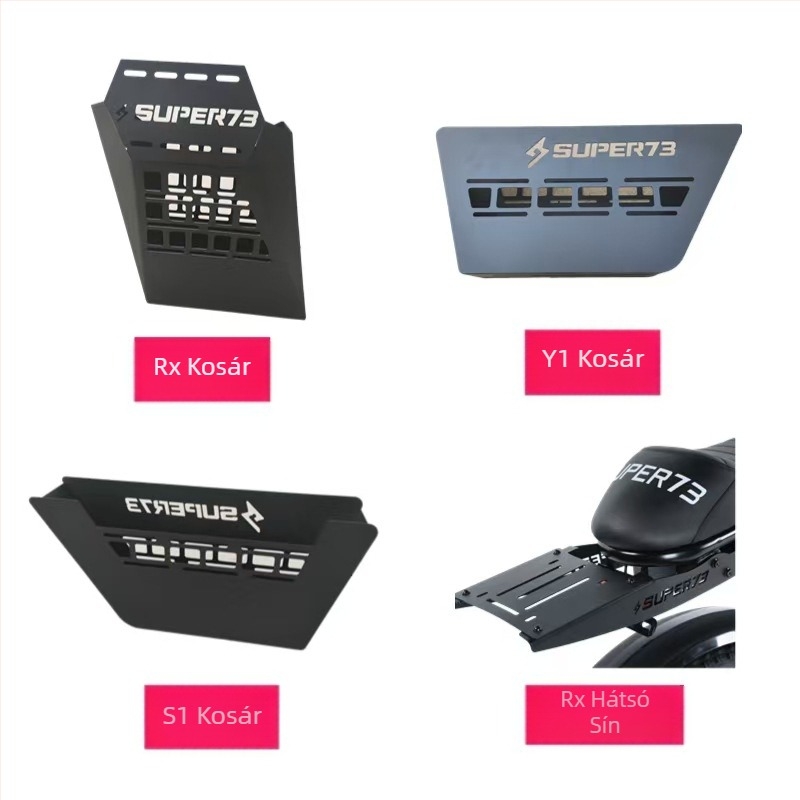 Elektromos kerékpár kosár zárt kerékvédővel, vasból készült, kompatibilis a Super73 S1 S2 Y1 RX modellekkel