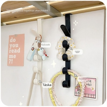 Ajtó mögötti ruhatartó akasztó, fúrás nélkül, ABS műgyanta, modern minimál stílus, teherbírás 3–5 kg, NZ-48542